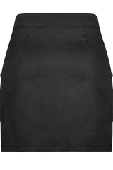 Black Heavy Industrial Hem Slit Design Multi-Pocket Zipper Trim Sexy Women's Punk Mini Skirt - Product - 6