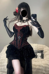 Black Sexy Hot Girl Triple-Layered Ruffle Gothic Lolita Skirt - Black - 1