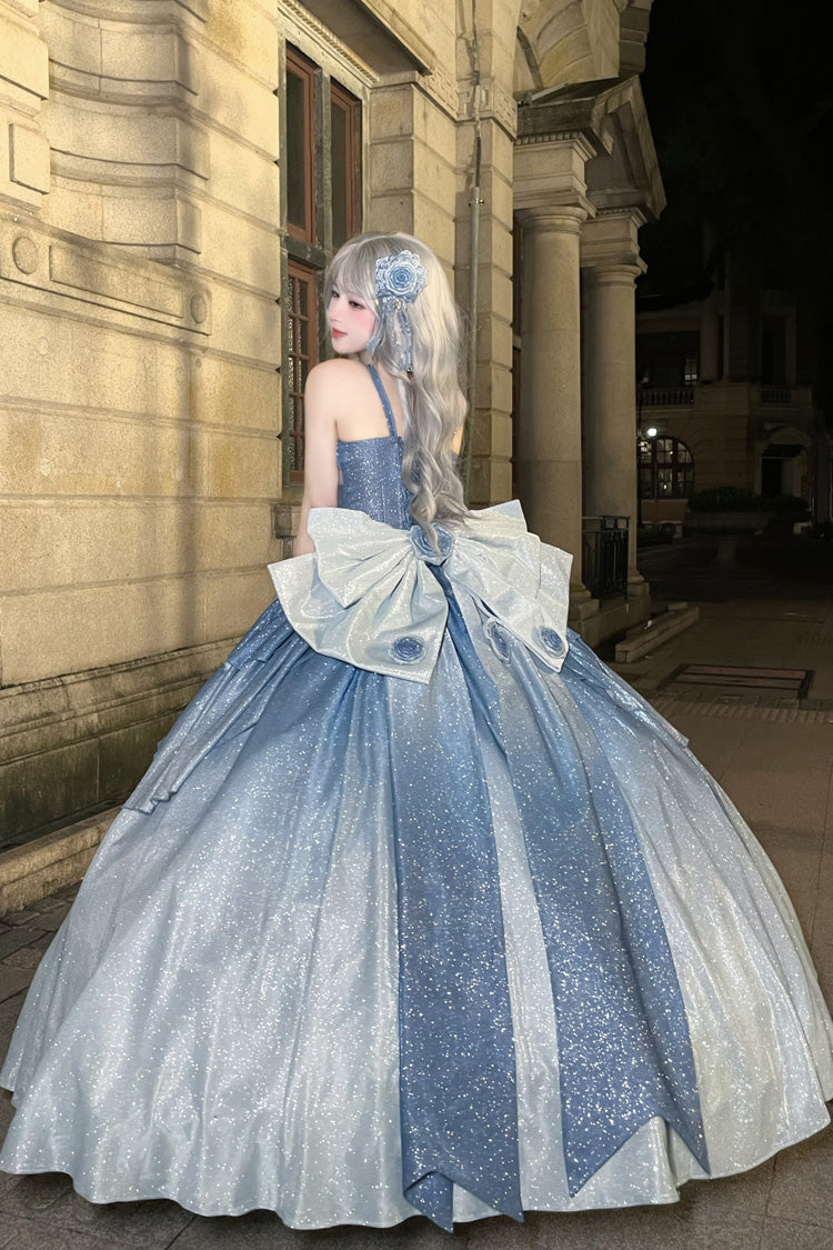 Blue Capture The Stars Hanayome Bowknot Shiny Sweet Princess Lolita Jsk Dress - Product - 7