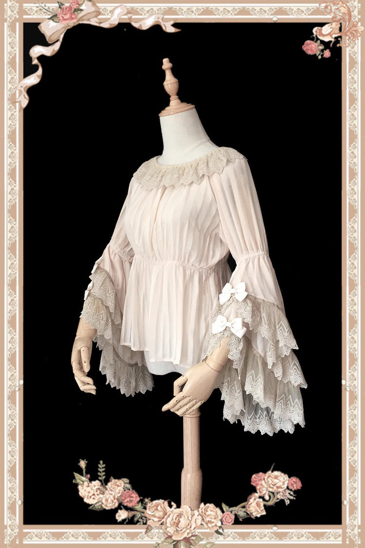 Fairytale Ball Party Big Hime Sleeves Chiffon Sweet Lolita Blouse 3 Colors - Black - 2