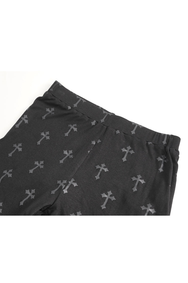 Black Print Hollow Women's Punk Leggings - Product - 9