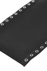Black Strap Buckled Women's Punk Eyelet High-Slit Midi Skirt with Detachable Pocket - Product - 16