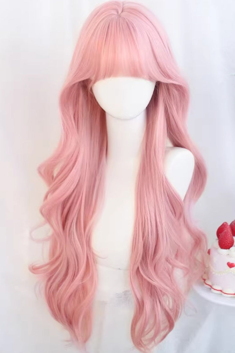 Dreamy Sakura Pink Long Straight Sweet Lolita Wig with Light Airy Bangs - Sakura-Pink - 1
