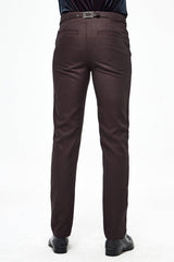 Brown Twill Suit Material Side Pocket Floral Shaped Webbing Gothic Mens Pants - Product - 4