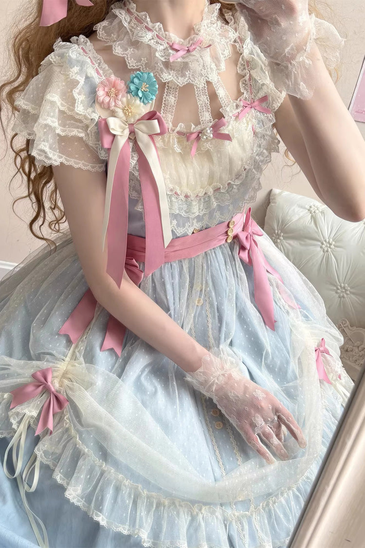 Blauwe Sakura's Spring Resonance mouwloze ruches strik lief (lange versie) (alleen jurk) detailweergave 4