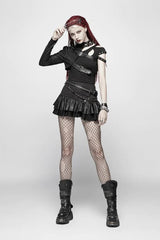 Women's Stand Collar Rivet Buckle Steampunk One-Arm Jacket 2 Colors - Product - 4