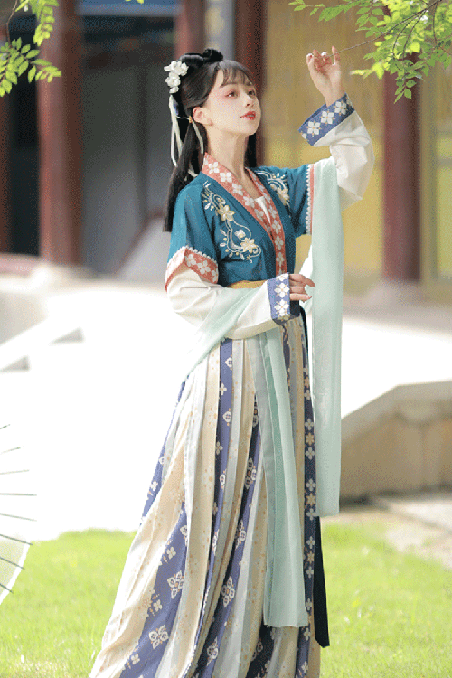 Ancient Tang Dynasty Embroidery Printing Sweet Hanfu Dress - Product - 12