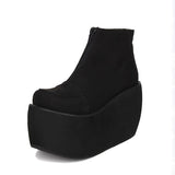 Black Front Zipper Platform Short Classic Lolita Boots - Product - 3