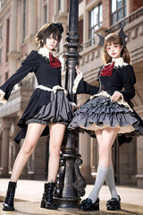 Black [Eternal Night Feast] Long Sleeves Gothic Prince Handsome Ouji Lolita Tailcoat Top and Shorts Set - Product - 7