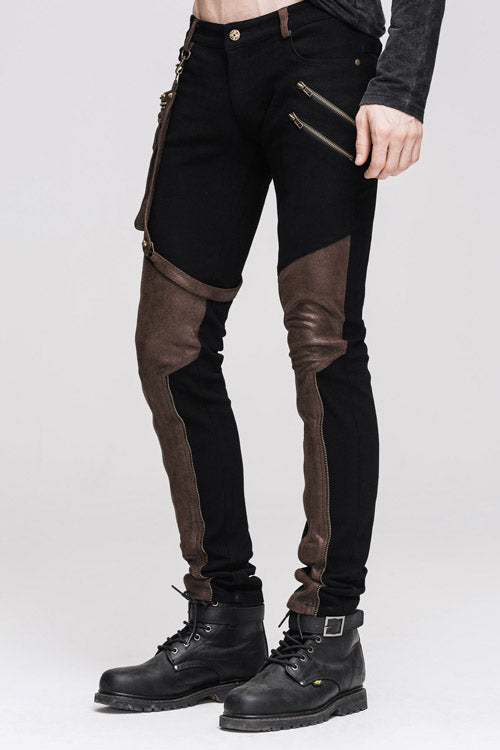 Party Wear Steam Punk Fitted Straight Leg Mens Pants With Bag - Product - 3