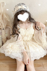 Ivory [Tidal] Triple-Layered Ruffle Bowknot Sweet Lolita Skirt 2 Versions - Product - 19