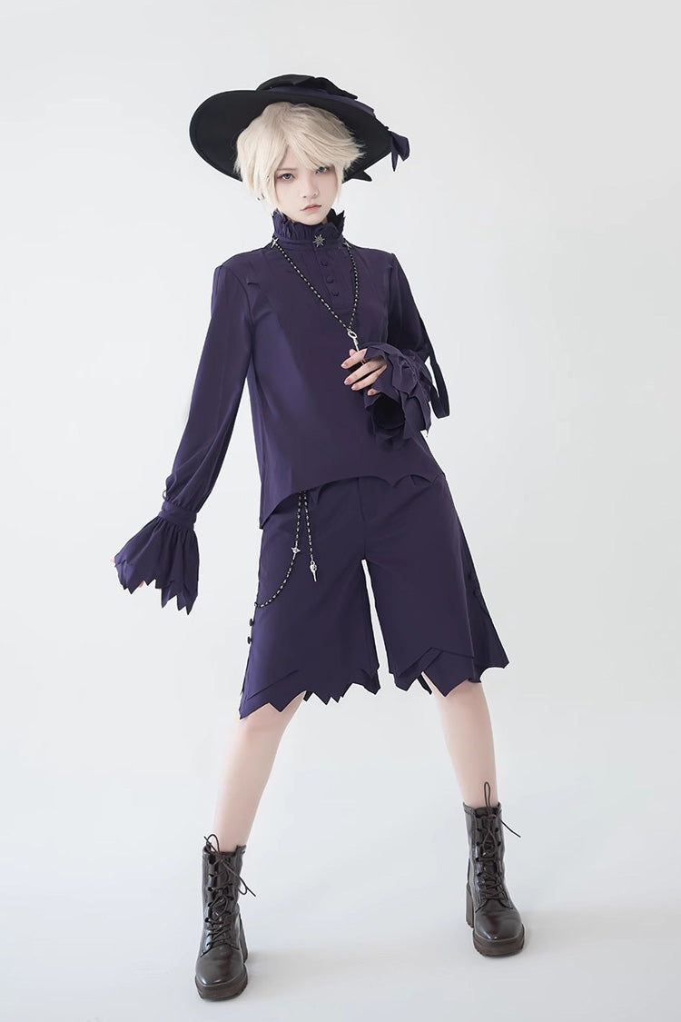 Blue/Purple Irregular Medieval Ouji Fashion Lolita Shorts - Product - 2