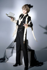 Black Long Sleeves Print Gothic Prince Handsome Ouji Lolita Swallowtail Coat - Product - 5