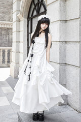 White [Dream] Sleeveless Ruffle Gothic Lolita Strap Dress - Product - 2