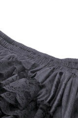 Black Women's Gothic Princess Multi-Layered Ruffled Lace High-Low Skirt - Product - 14