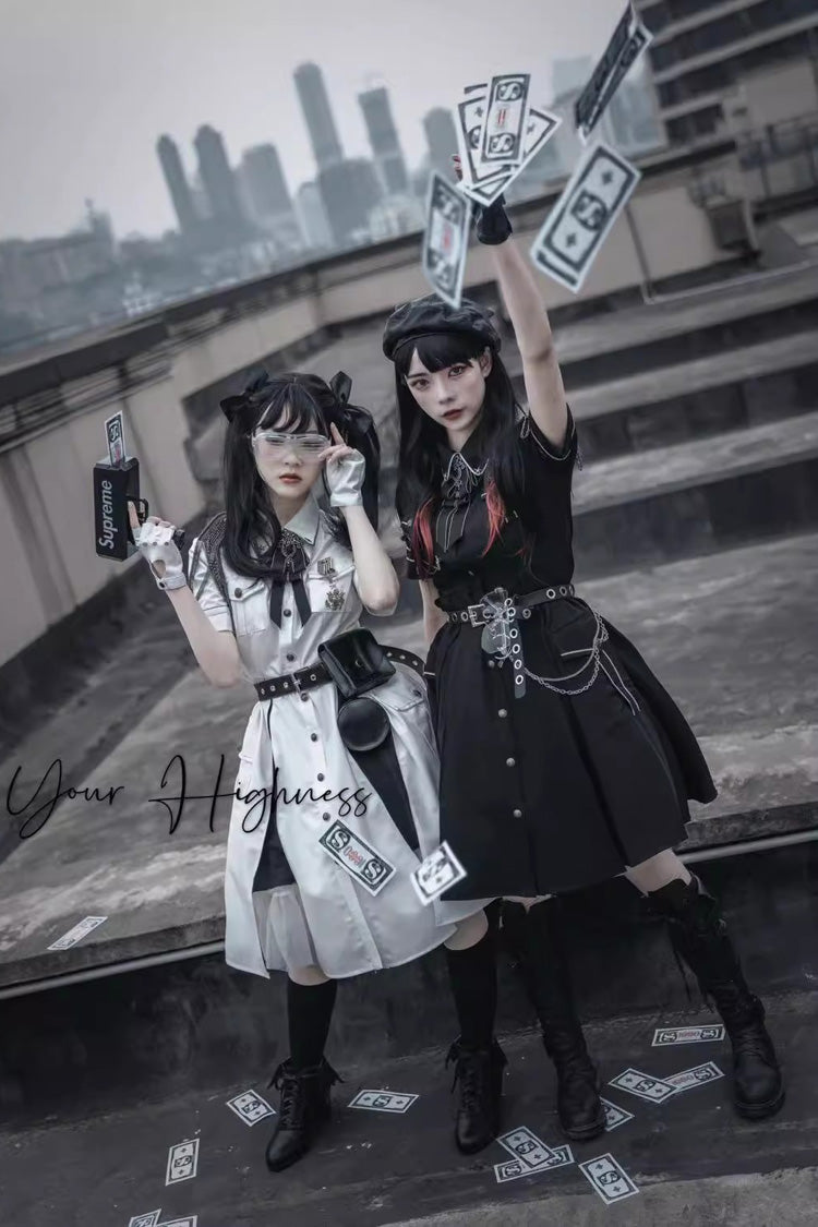 Evil Python 2.0 Short Sleeves Gothic Military Handsome Lolita Dress 3 Colors - Product - 5