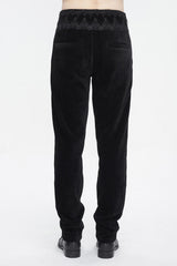 Black High Waisted Lace Splice Men's Gothic Pants - Product - 5