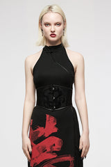 Black Jacquard Print Women's Gothic Underbust Corset - Black - 1
