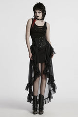 Black Ruffle Lace Women's Gothic Corset Skirt - Product - 4