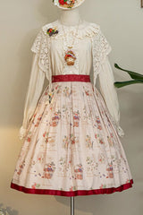 Forest Illustrated Book Watercolor Picture Book Print Sweet Elegant Lolita Skirt 3 Colors - Ivory - 2