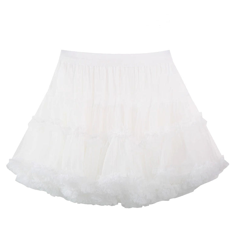 Sweet High Waisted Ruffle Princess Lolita Petticoat 7 Colors - White - 7