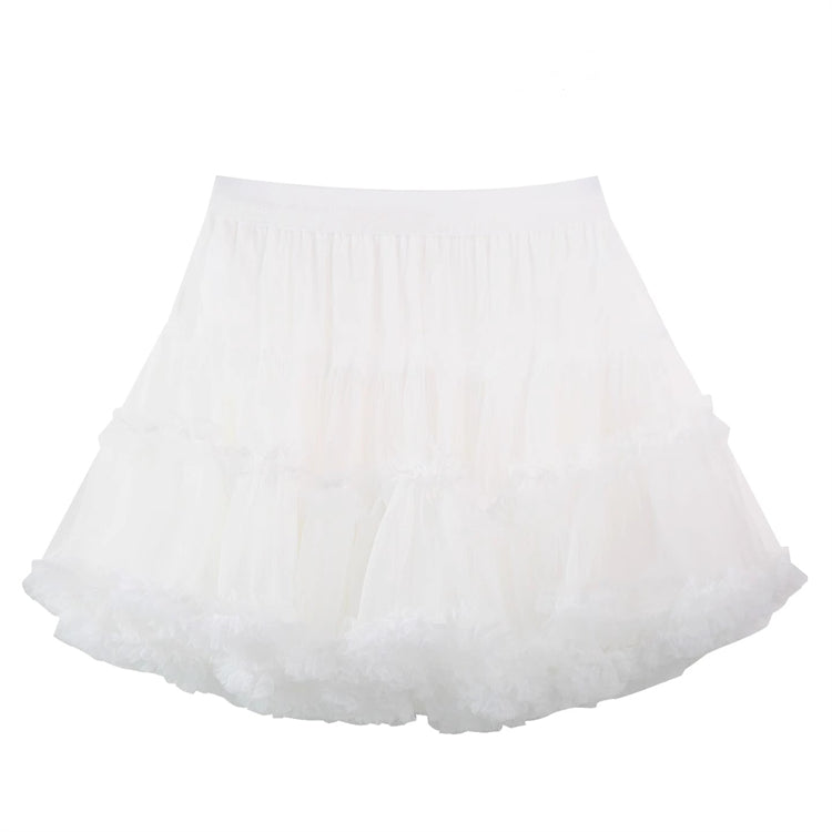 Sweet High Waisted Ruffle Princess Lolita Petticoat 7 Colors - White - 7