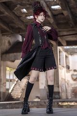 Red Lapel Collar Long Sleeves Embroidery Slim Gothic Vintage Prince Ouji Lolita Blouse - Product - 8