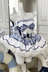 Blue/White [Sailing Love] Navy Collar Sleeveless Plaid Print Ruffle Bowknot Sweet Lolita Dress - Product - 18