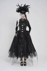 Black Lace-Up Slim Irregular Zippered Women's Punk Corset - Product - 3