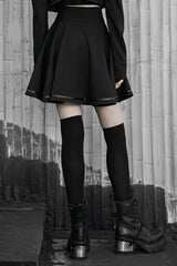 Black Casual High Waist Belted Women's Steam Punk Skirt - Black - 1