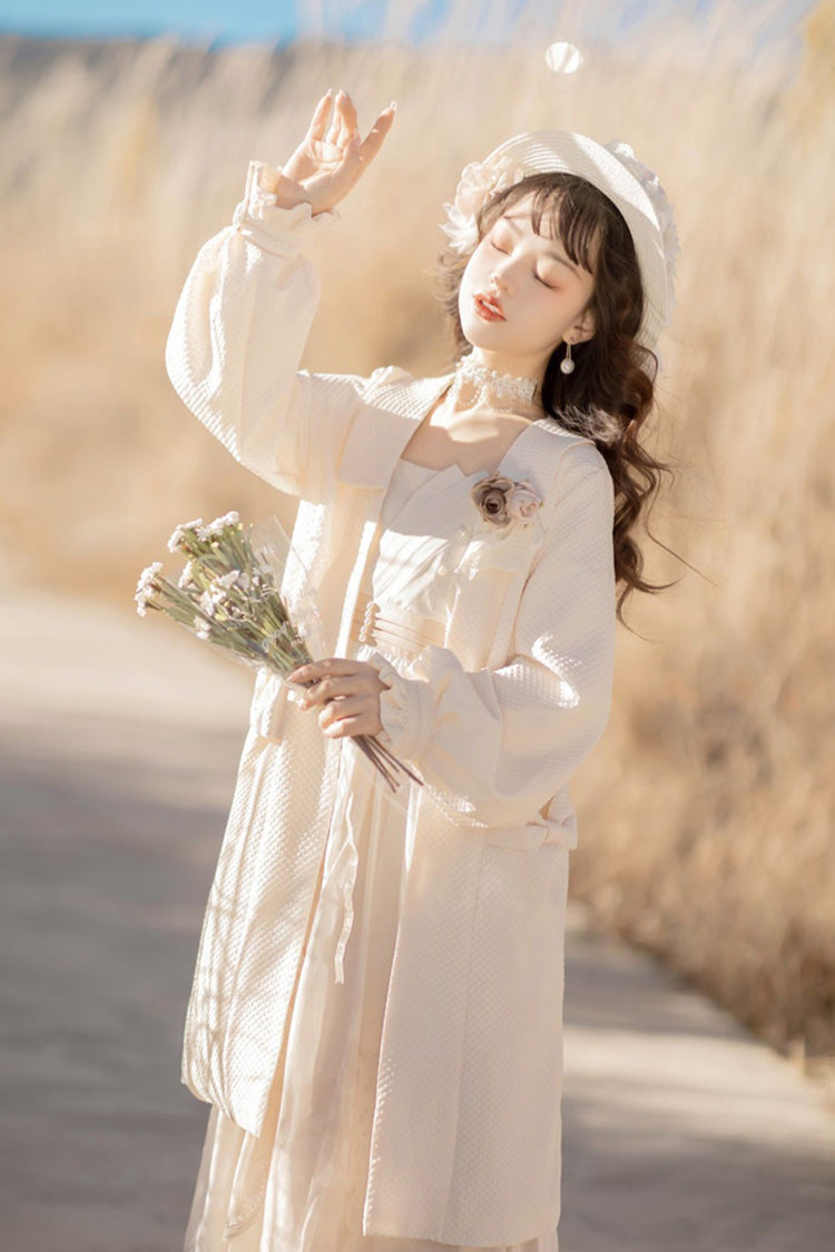 White Chinese Style Bronzing Flower Embroidery Sweet Lolita Jsk Dress - Product - 9