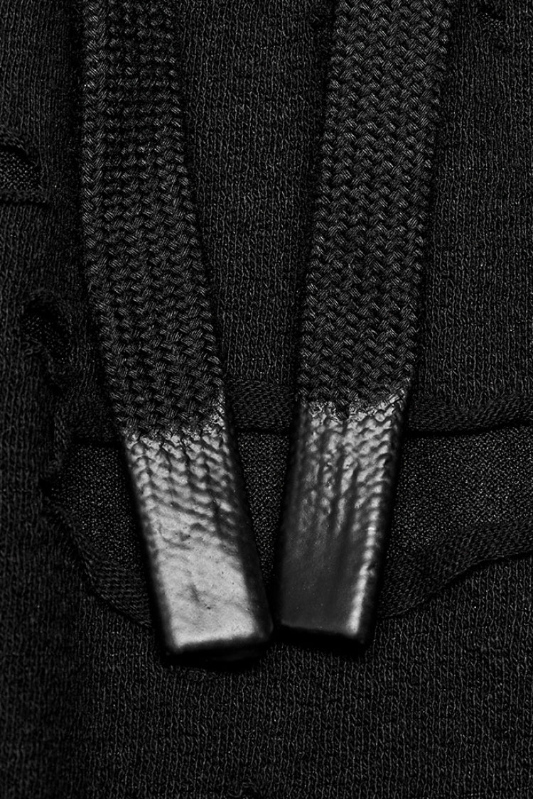 Black Ripped Men's Punk Sagging Pants with Straps - Product - 6