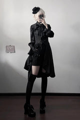 Black [Moonstone] Sleeveless Ruffle Ouji Gothic Prince Lolita Long Vest - Product - 5