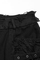 Black Ripped Men's Punk Straight Pants - Product - 5