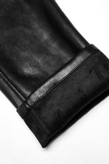 Black Faux Leather Detachable Metal Side Straps Men's Steampunk Pants - Product - 7