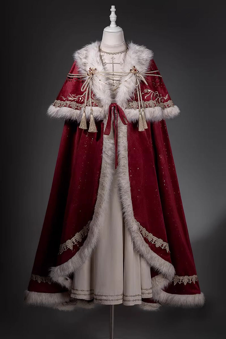 Red [Royal Coronation] Embroidered Sweet Gorgeous European Court Style Lolita Dress and Cape Set - Cape - 3