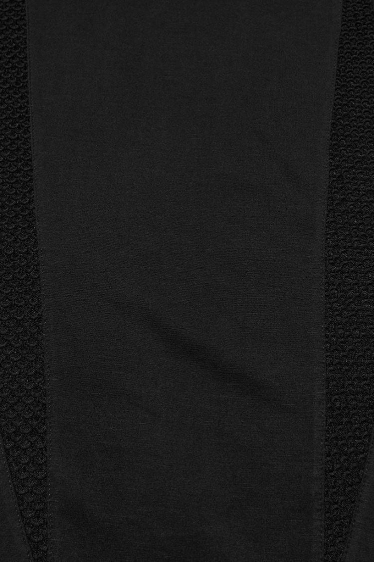 Black Round Collar Long Sleeves Cut-Out Spliced Mesh Men's Punk T-Shirt - Product - 6