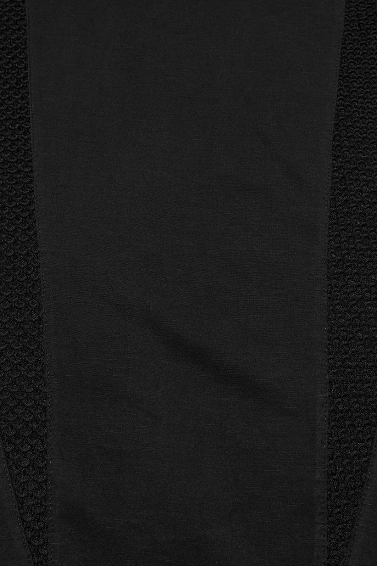 Black Round Collar Long Sleeves Cut-Out Spliced Mesh Men's Punk T-Shirt - Product - 6