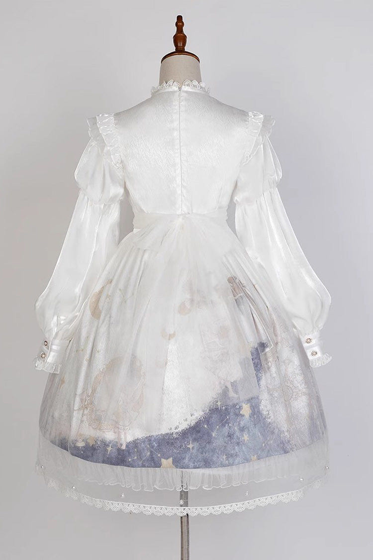 Multi-Color Long Lantern Sleeves Print Ruffle Sweet Princess Lolita Jsk Dress - Product - 7