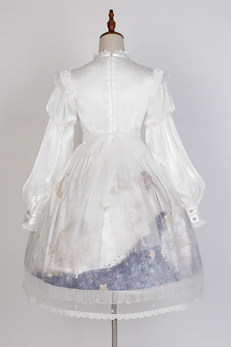 Multi-Color Long Lantern Sleeves Print Ruffle Sweet Princess Lolita Jsk Dress - Product - 7