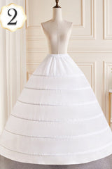 White Multi-Layered Hanayome Fishbone Sweet Lolita Long Petticoat - White(Version-2) - 2