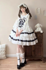 Sweet Chiffon Long Hime Sleeves Ruffled Bow Lolita Blouse 3 Colors - Product - 4