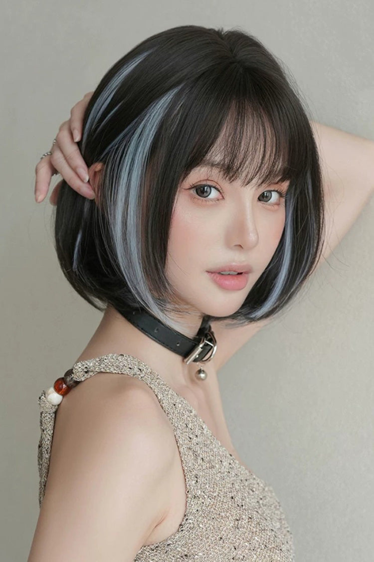 Face-Framing Highlights Layered Short Bob Sweet Lolita Wig 2 Colors - Product - 8
