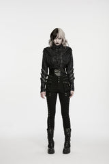 Black Slim Fit Studded Women's Punk Cool Pants with Pockets - Product - 6