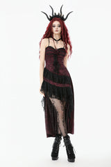 Black/Red Rose Irregular Multi-Layered Lace Ruffled Women's Gothic Slip Dress Wedding Dress - Product - 7