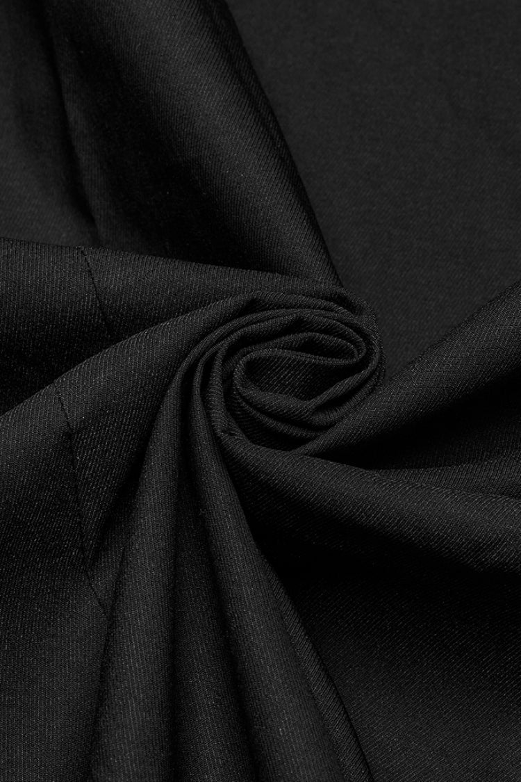 Black Lapel Collar Short Sleeves Men's Pocket Eyelet Punk Blouse - Product - 8