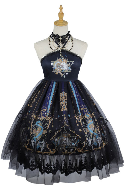 Black God's Salvation Lace Ruffled Gothic Lolita JSK Strapless Dress - Product - 7