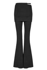 Black Retro Style Dark Plaid Side Shaped Rubber Buckle Decoration Perspective Flare Women's Punk Pant - Product - 6