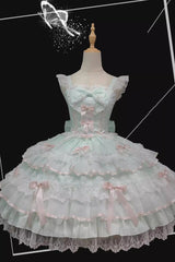 Sweet Multi-Layered Ruffle Bowknot Lace Princess Ballet Lolita Jsk Dress 4 Colors - Product - 6