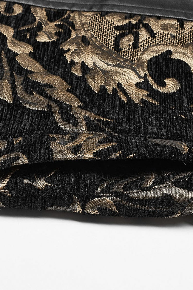 Men's Stand Collar Jacquard Print Stitching Metal Ring Decoration Gothic Vest 2 Colors - Product - 9